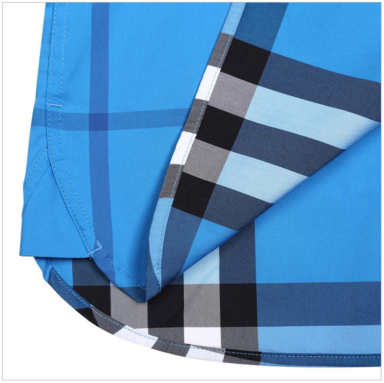 【包税】burberry 巴宝莉 男士蓝色格纹长袖衬衫 蓝色格纹 xl