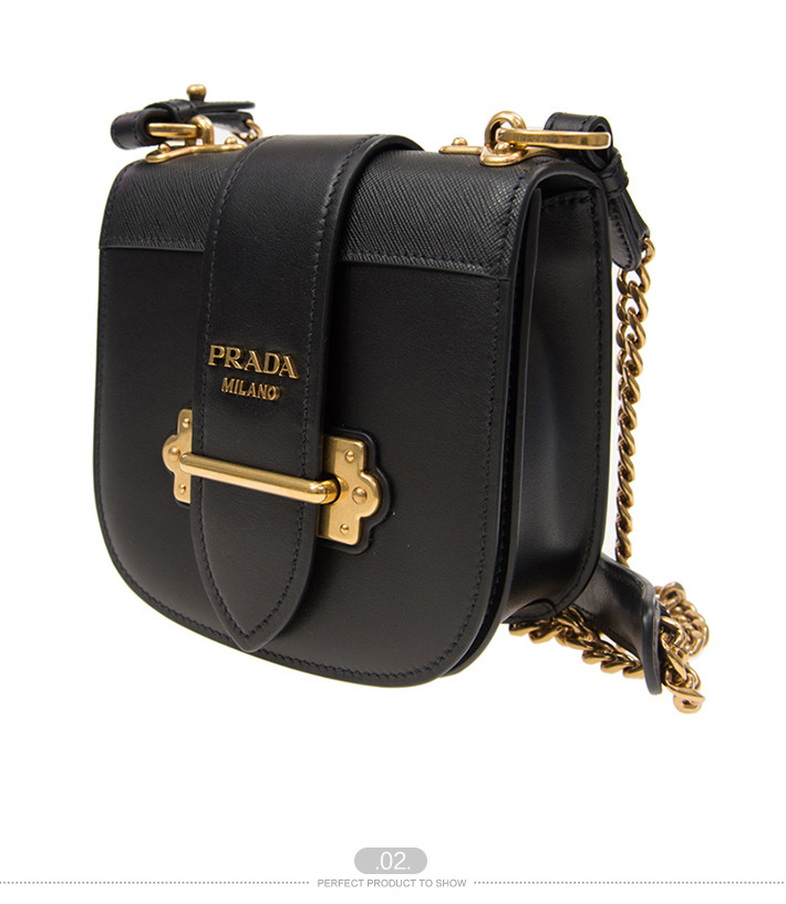 prada/普拉达 女士牛皮斜挎包横款十字纹 1bh056 2bb0 f0002-034(黑色