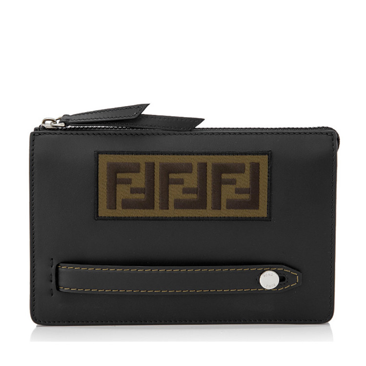 fendi/芬迪logo clutch男士小牛皮拉链手拿包 7va35000a4bkf0psw深