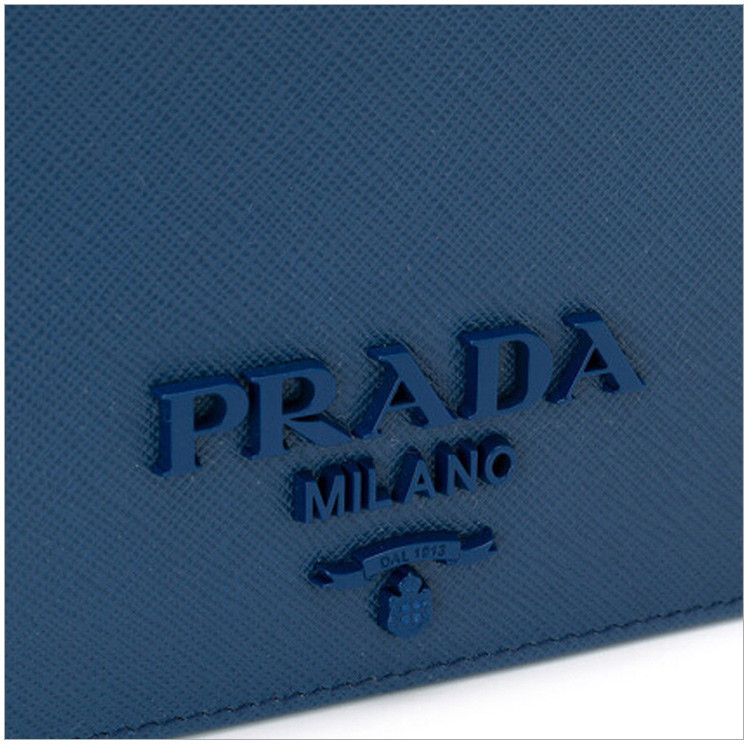 prada 普拉达 18新品女士丹宁蓝色牛皮链条单肩斜挎包