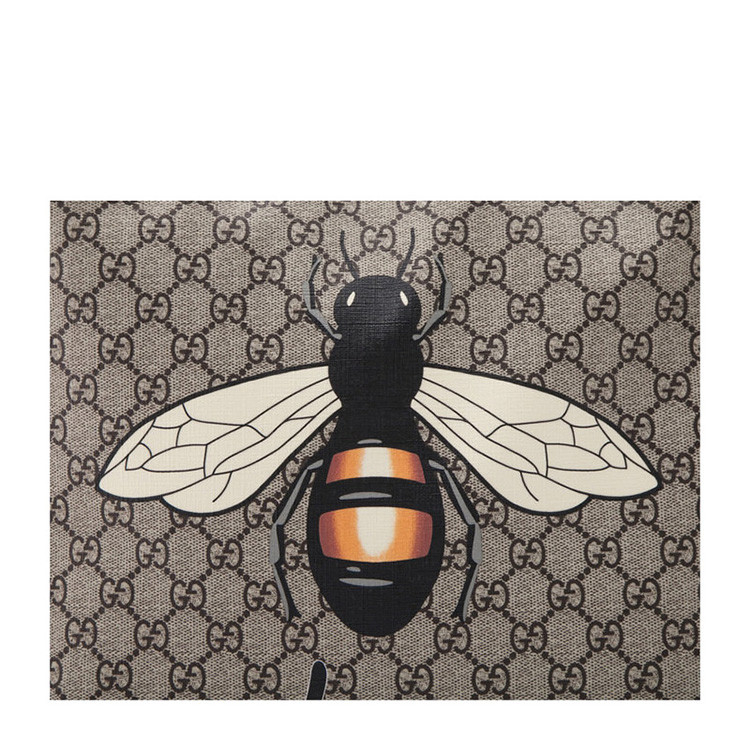 gucci/古驰bee print soft男士涂层帆布昆虫图案手提包 450950k571t