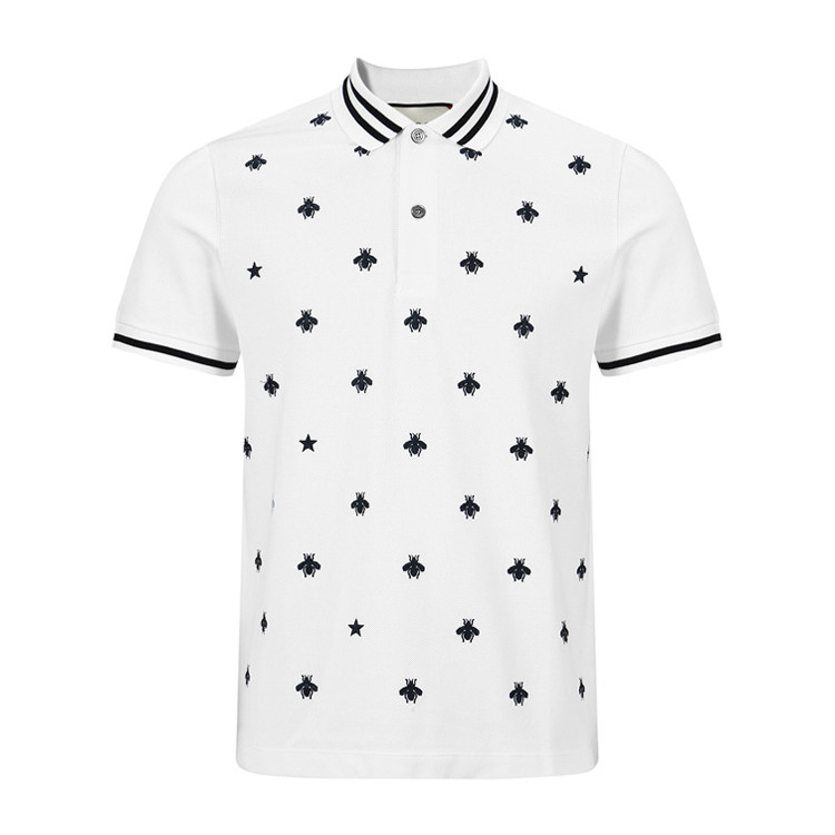 【19春夏服装】gucci/古驰 棉质小蜜蜂刺绣短袖男士polo衫#431039 x5