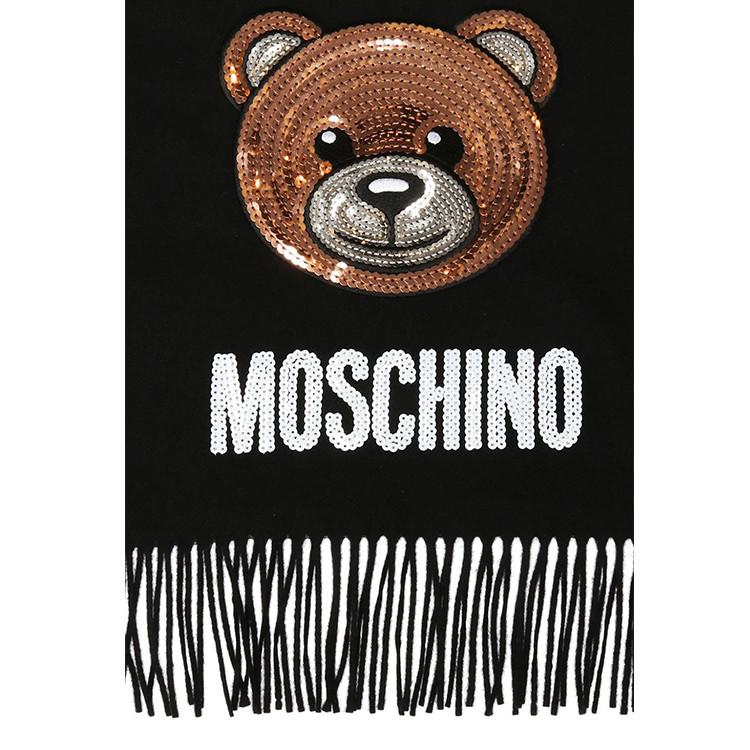 moschino/莫斯奇诺 2018秋冬新品男女同款羊毛泰迪熊流苏围巾 30576 m