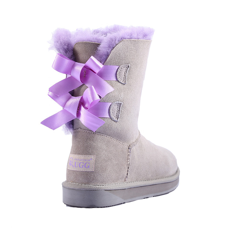 axa ugg/axa ugg 女士雪地靴 双蝴蝶结 撞色雪地靴