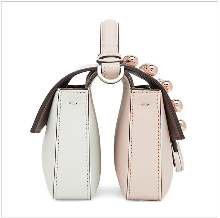 fendi/芬迪 18秋冬/double micro baguette系列 女士粉色小牛皮双口袋