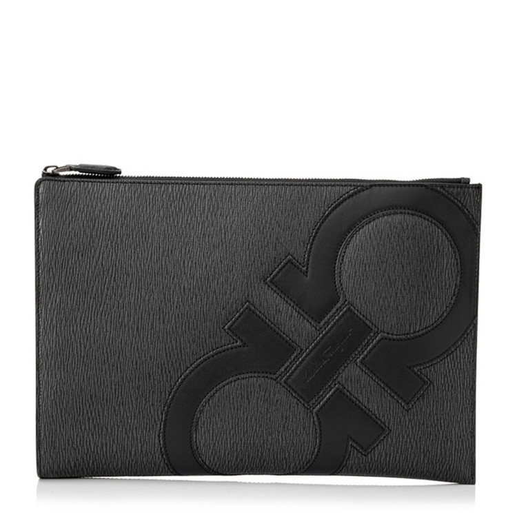 salvatore ferragamo(菲拉格慕) 黑色皮质logo手拿包
