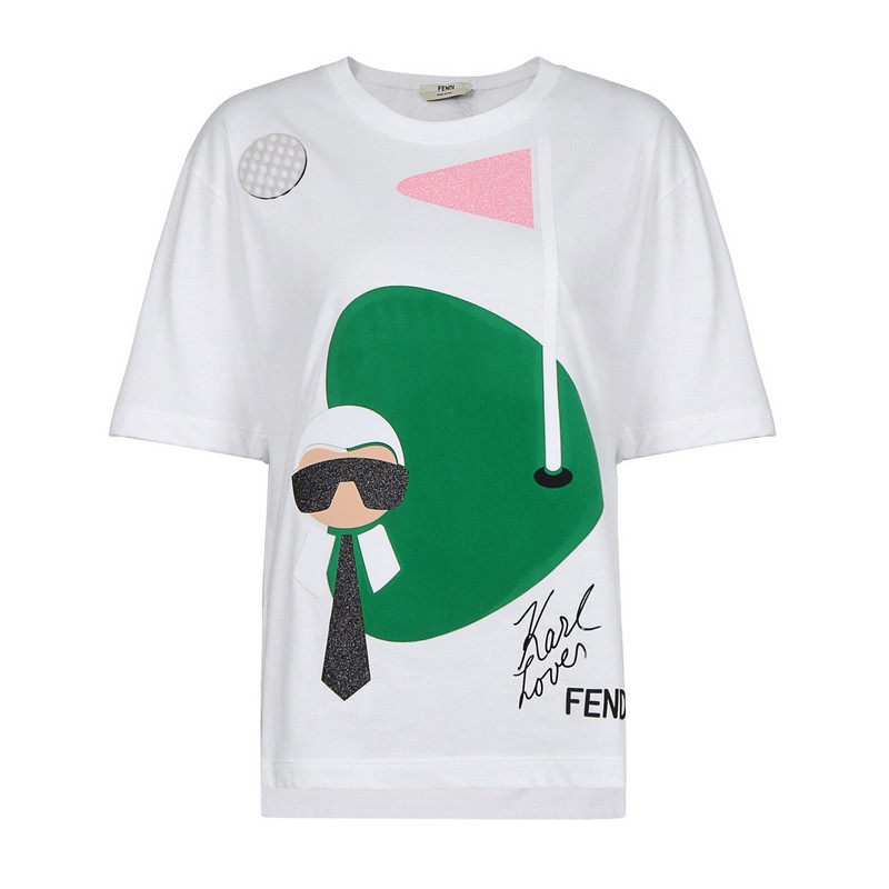 fendi/芬迪 女士棉质老佛爷宽松短袖t恤 三色可选 faf077a47h