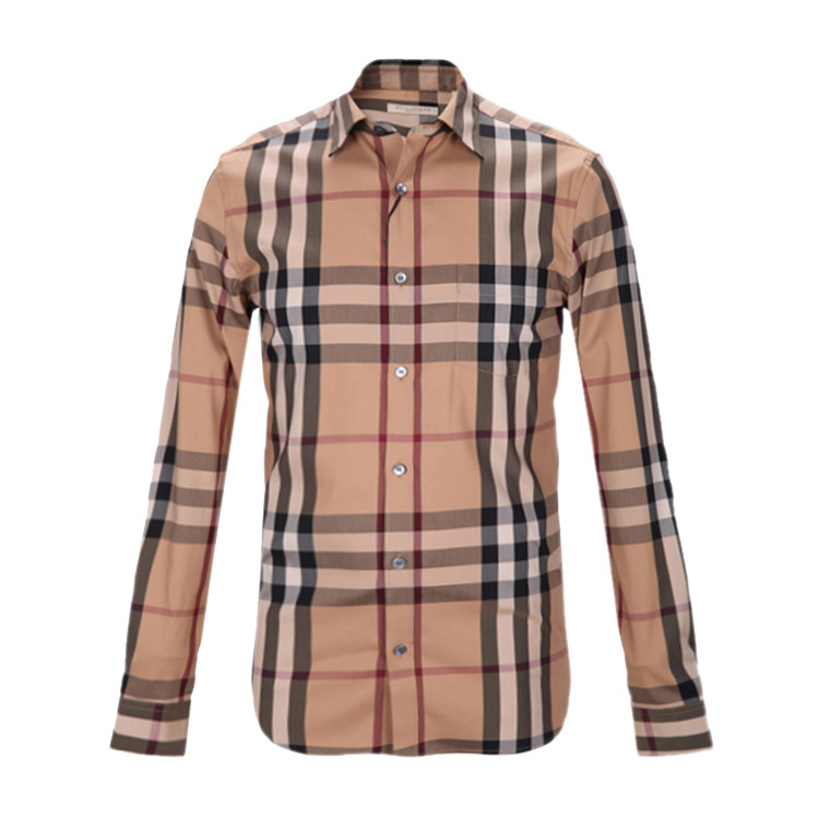 burberry/博柏利 2016新款 格纹弹力棉质混纺 长袖 男士衬衫#4557598