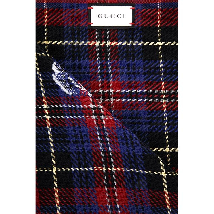 gucci/古驰 scarf/shawlscarf 羊毛 小蜜蜂印花 格子 红色 围巾