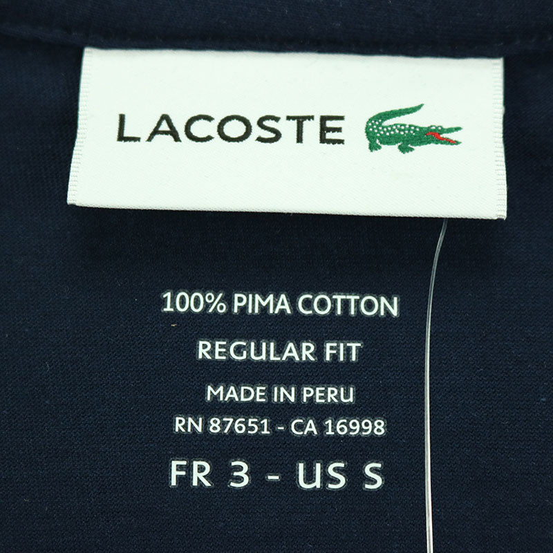 lacoste(鳄鱼) 藏蓝色棉质logo刺绣男士短袖t恤 l