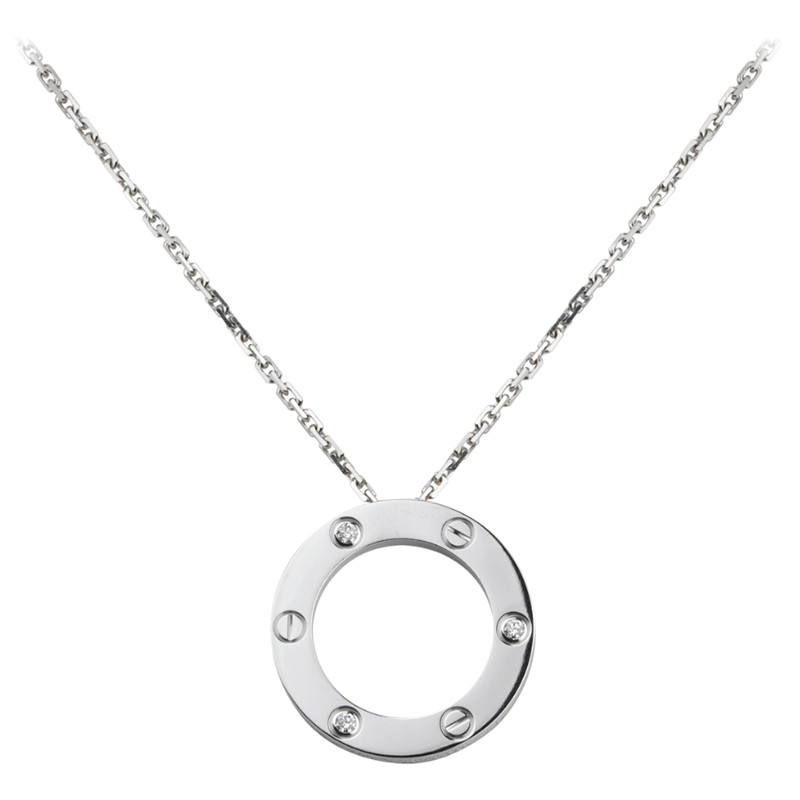 cartier/卡地亚 经典love系列 白色k金 钻石 时尚项链 b7014600