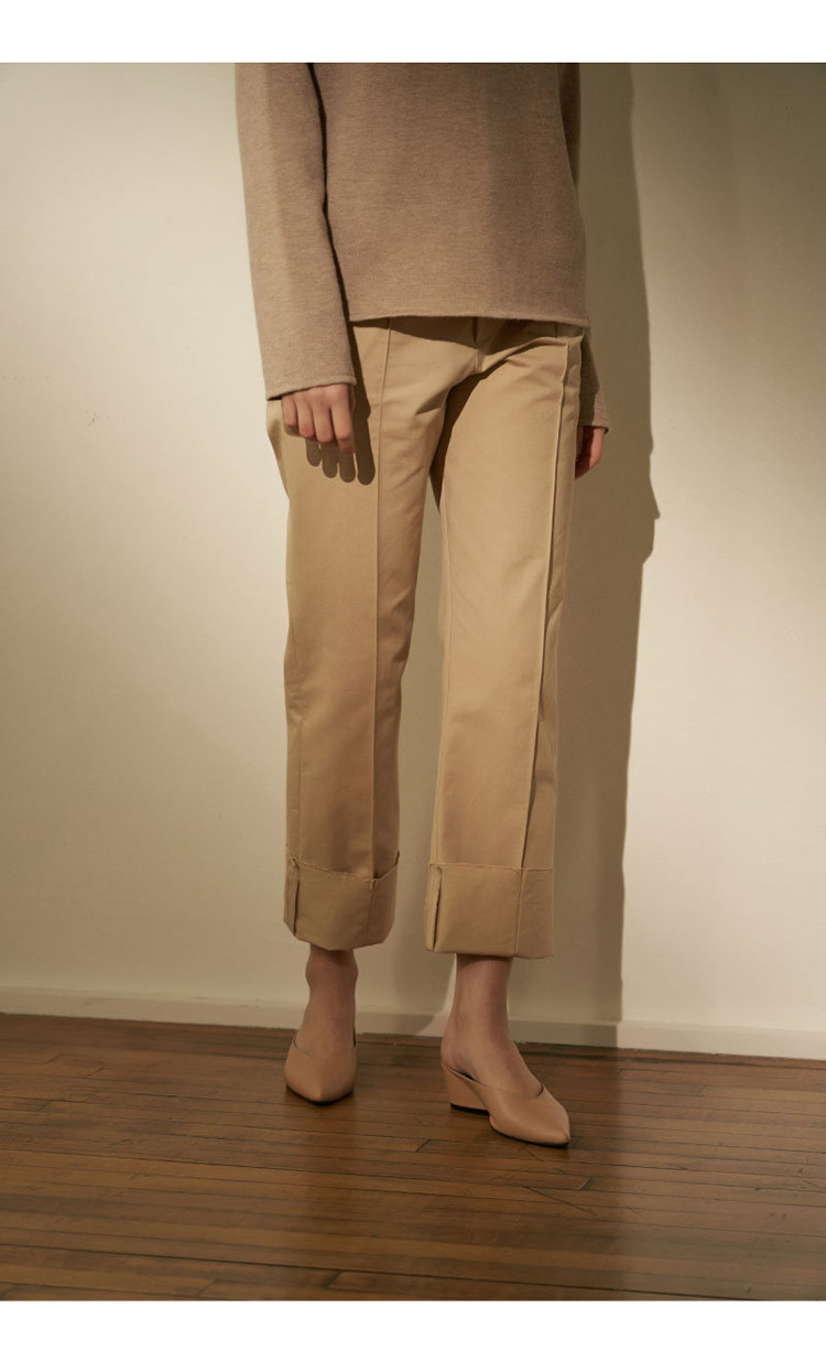 nota/nota cozy pintuck roll up系列女士米色休闲裤