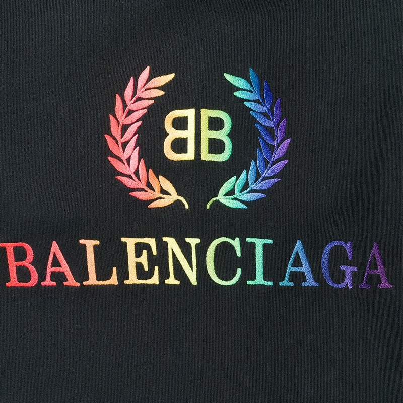 balenciaga/巴黎世家 19春夏服装新款 女士彩色麦穗logo印花黑色连