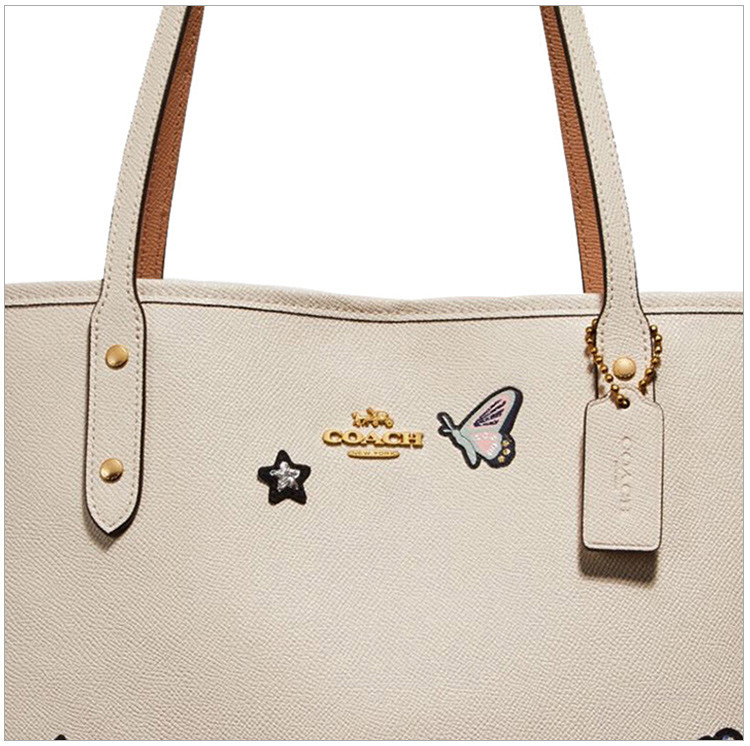 coach 蔻驰 18新品女士白色皮革souvenir刺绣手提包单肩包 白色