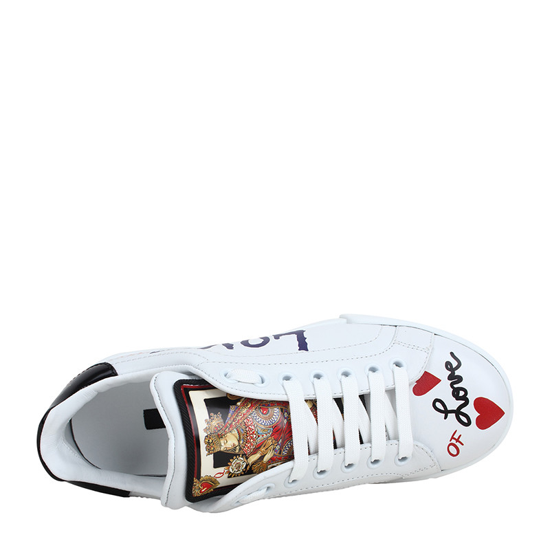 dolce gabbana鞋子,dolcegabbana鞋子 dolce&gabbana/杜嘉班纳 女士牛皮爱心字母涂鸦小白鞋休闲运动鞋板鞋
