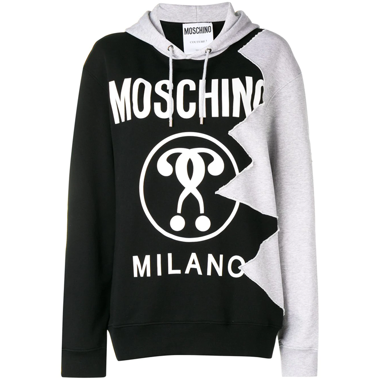 moschino(莫斯奇诺) 黑/灰色纯棉女士休闲卫衣 意码44