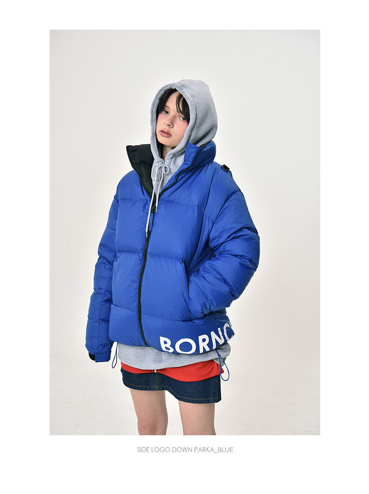 born champs/born champs side logo系列男女同款蓝色羽绒服