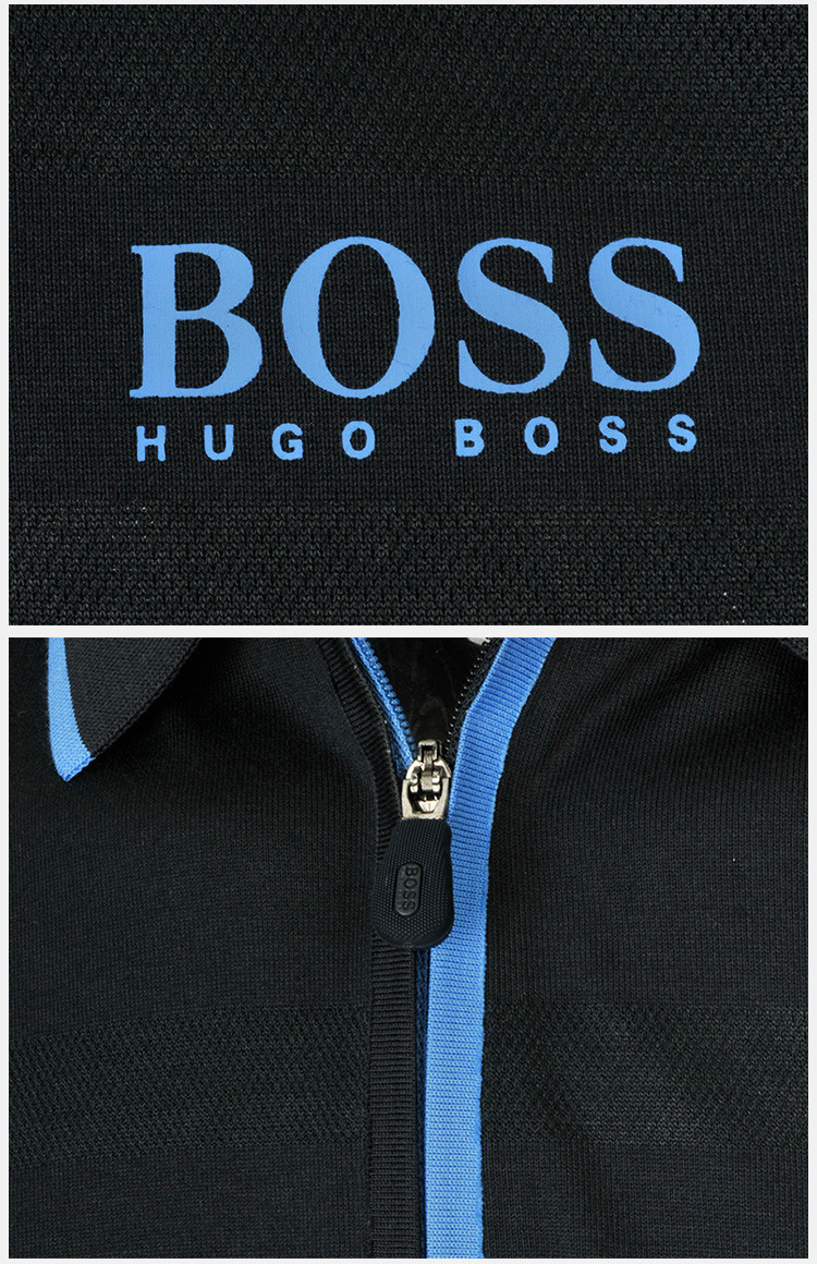 hugo boss/雨果波士 男士棉质商务休闲翻领短袖polo衫 深蓝色