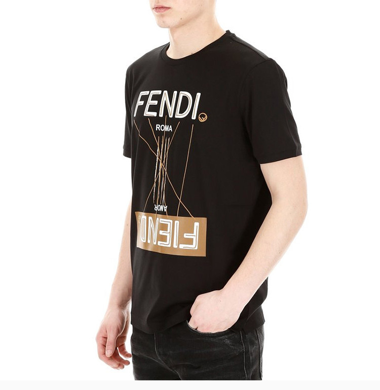 fendi/芬迪 19春夏 男士纯棉logo印花图案圆领短袖半袖t恤