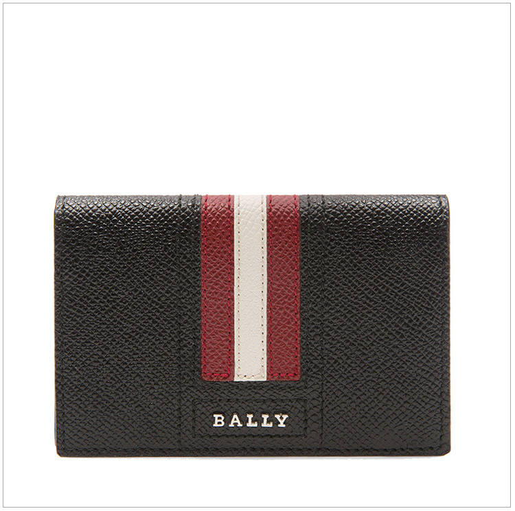 bally 巴利 男士深色荔枝纹牛皮卡包短款钱包