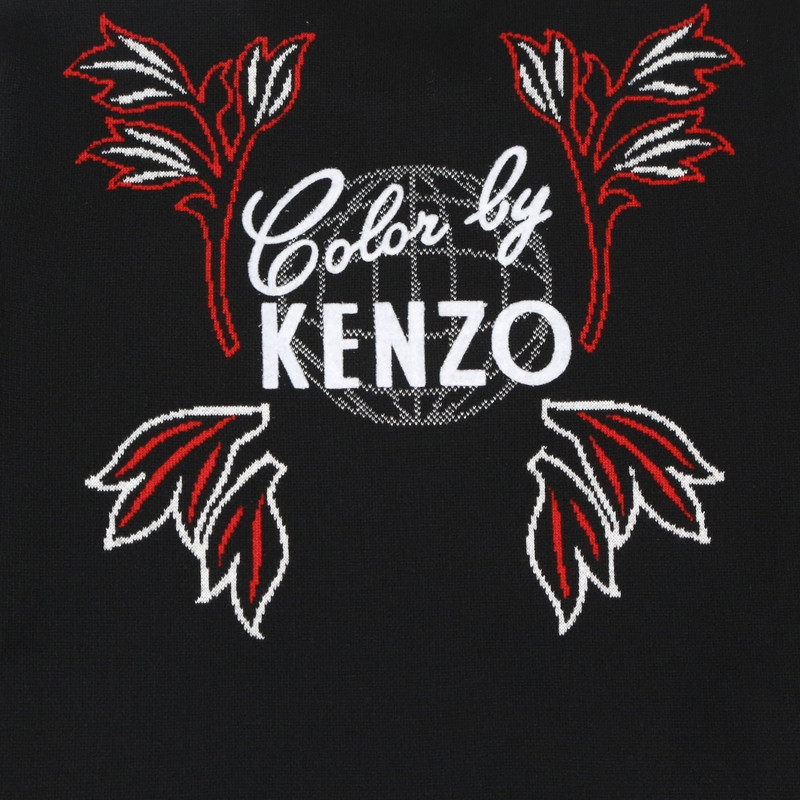 kenzo/高田贤三 男女同款黑色羊毛龙图腾圆领针织衫/毛衣 pf865pu2303