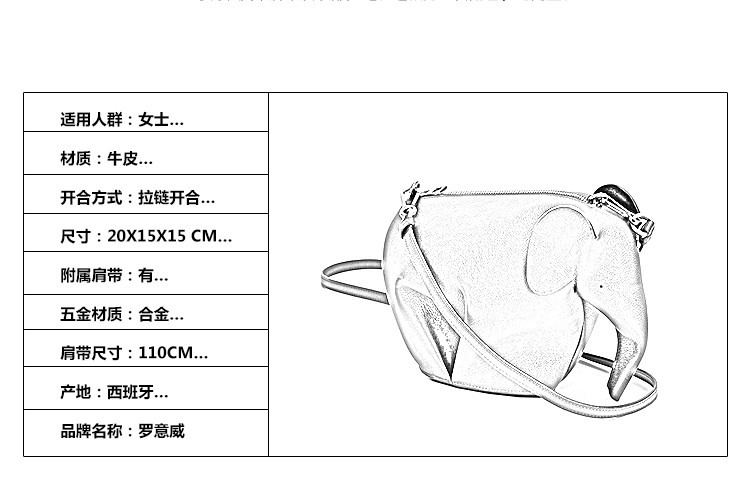 loewe/罗意威 animales系列mini黑色小象单肩斜挎包 8432902264471