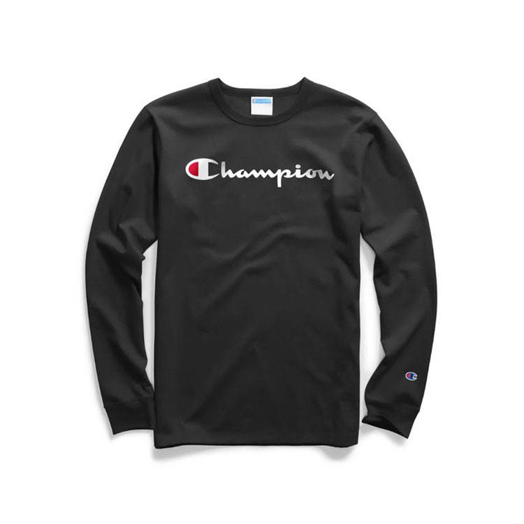 盗版冠军logo美版,盗版冠军logo champion/champion冠军 男士新款美版经典字母logo圆领休闲长袖t恤