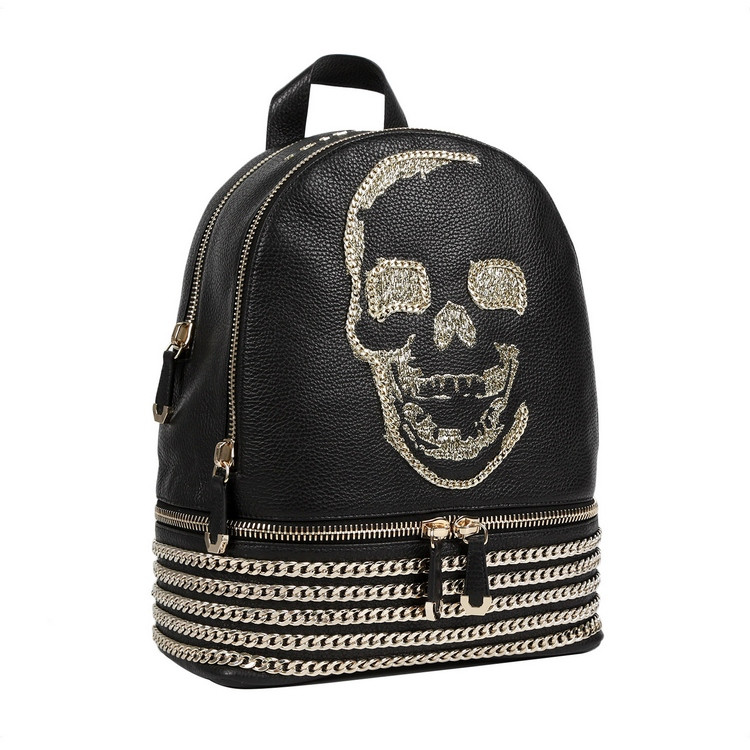 philipp plein/菲利普·普兰 女士黑色时尚链条双肩包 0908p13wba0130