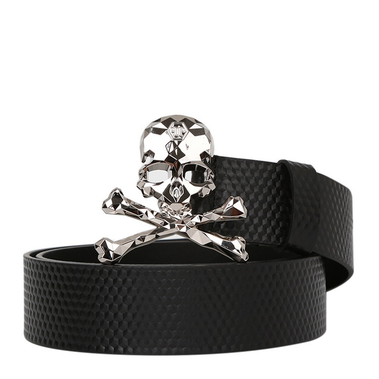 【包税】philipp plein/菲利普·普兰 男士黑色骷髅头时尚皮带 mva