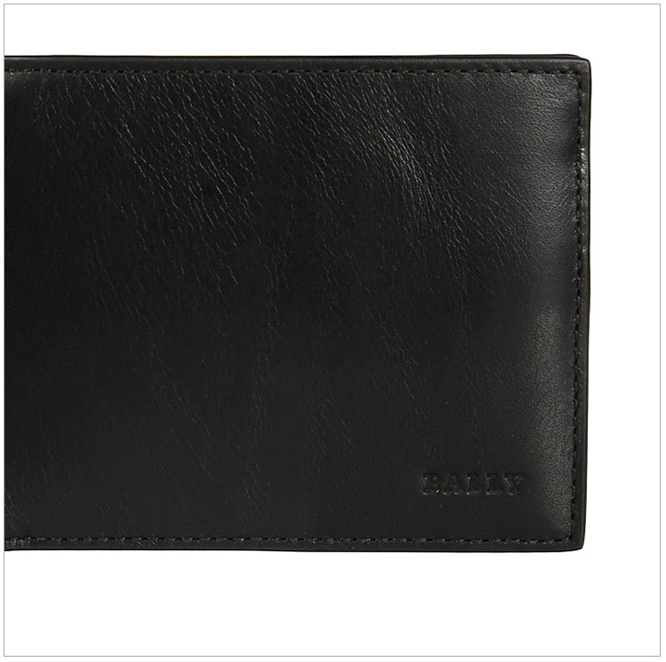 bally/巴利 男士牛皮内部拼色条纹时尚短款折叠卡包钱包