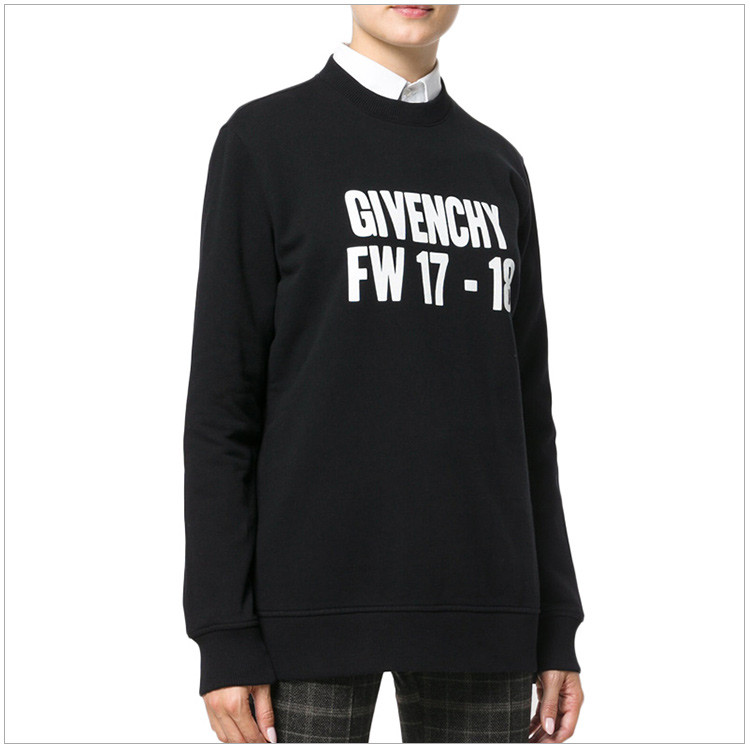 【包税】givenchy 纪梵希 女士黑色全棉logo印花套头衫长袖t恤卫衣