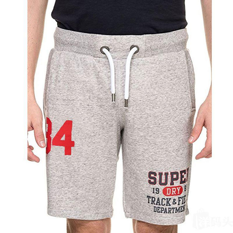 superdry/极度干燥 男士休闲运动短裤 浅灰色 时尚英文字母印花 男士