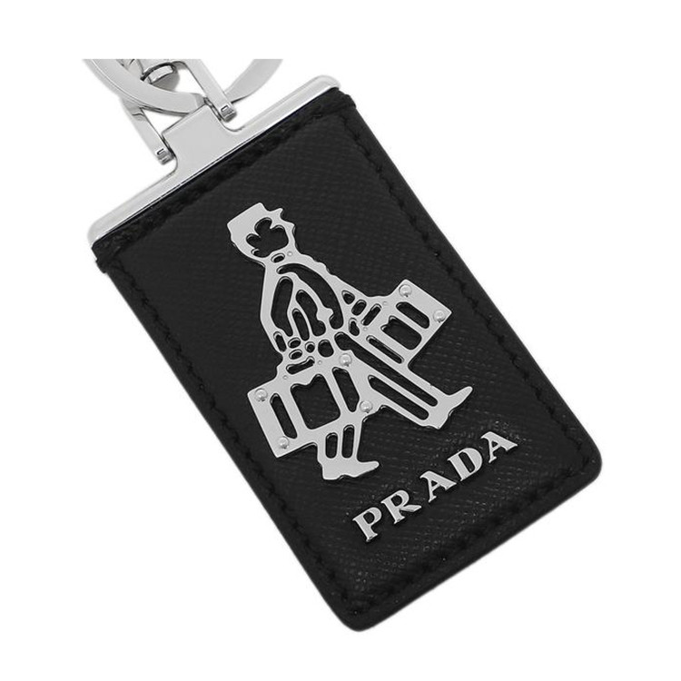 【包税】prada/普拉达 男士黑色旅行者牛皮钥匙扣 2pp712053f0002