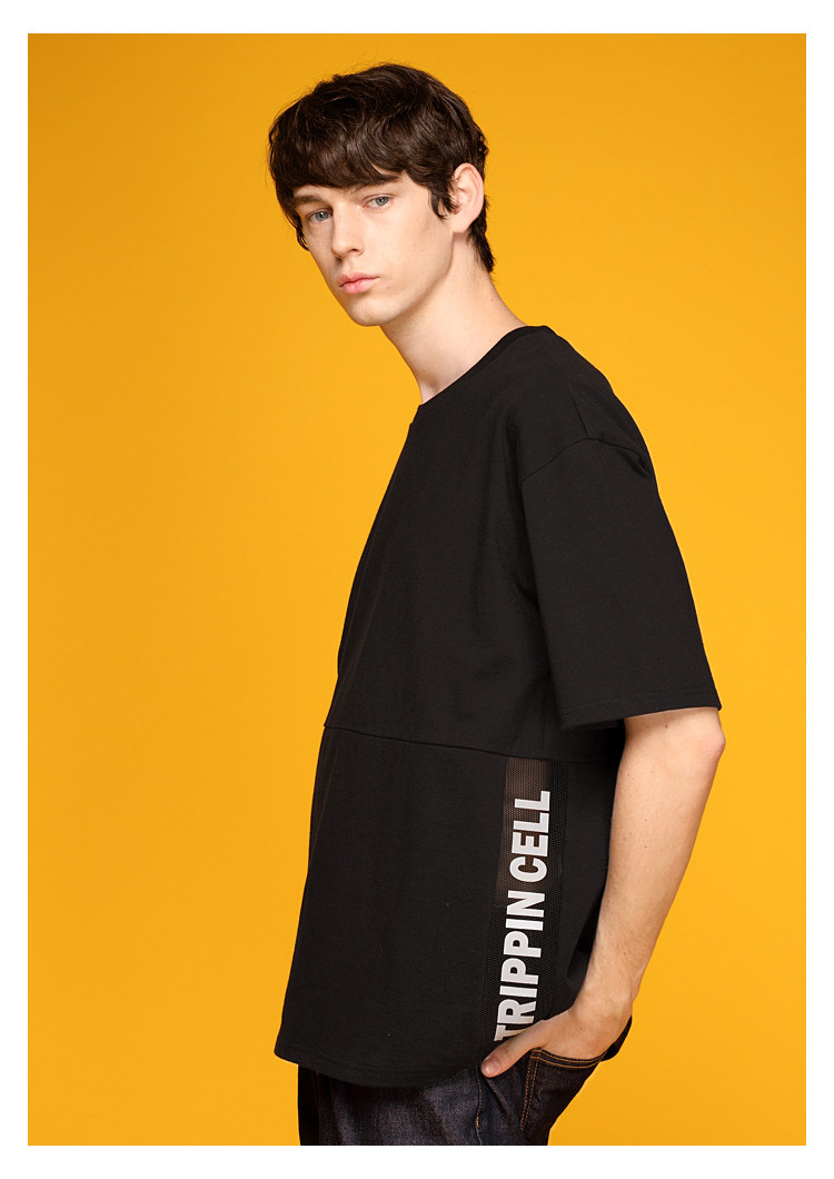 trippincell 【男女同款】new dual系列侧身网眼t恤 黑色 17ss004