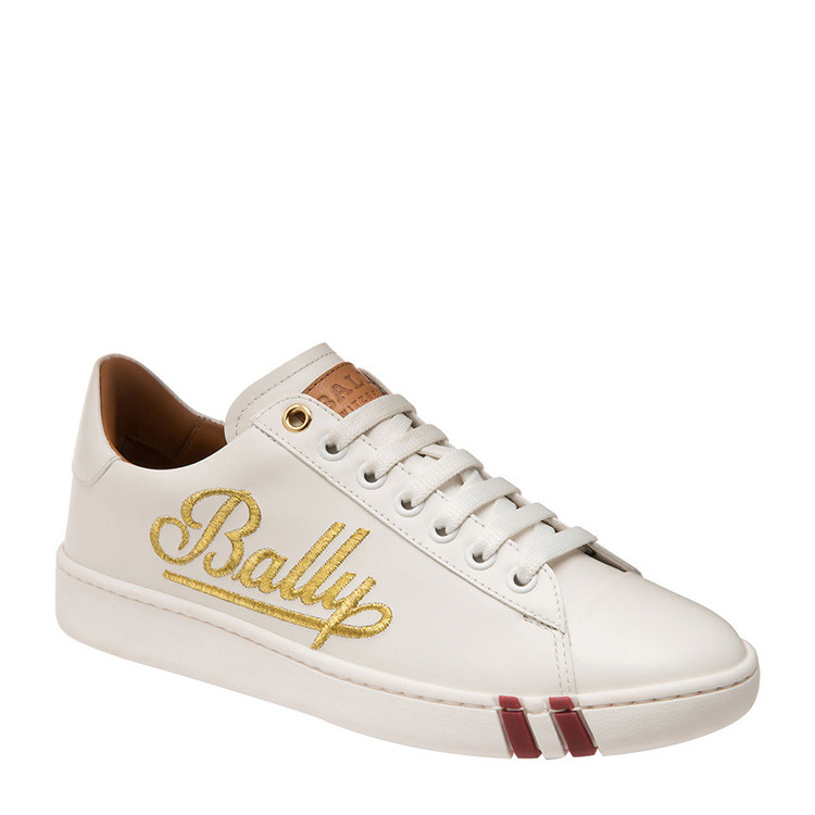 bally/巴利 wiera系列 女士小牛皮logo刺绣绑带式运动鞋 小白鞋#wiera