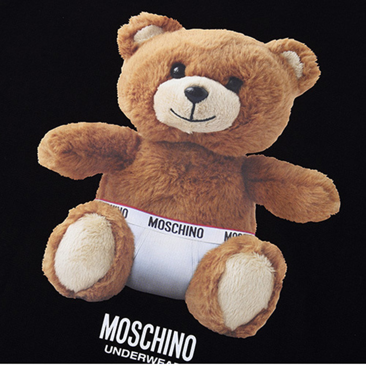 moschino/莫斯奇诺 男士长袖泰迪熊印花图案卫衣黑色 a1707 8105 0555