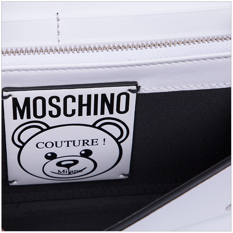 moschino/莫斯奇诺 女士时尚皮革白色别针泰迪熊图案链条包单肩包斜