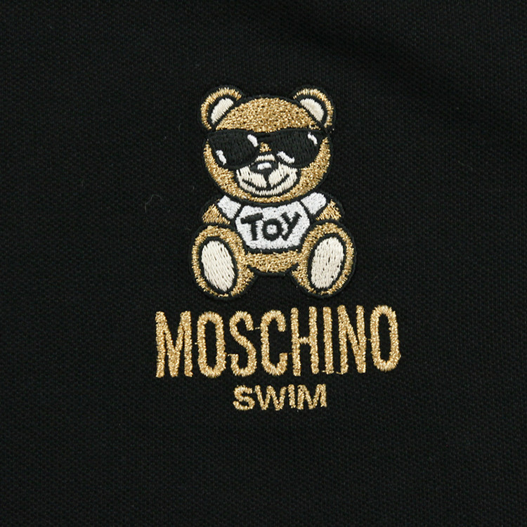 moschino/莫斯奇诺 2018春夏新品男士黑色棉质短袖玩具熊 游泳字母