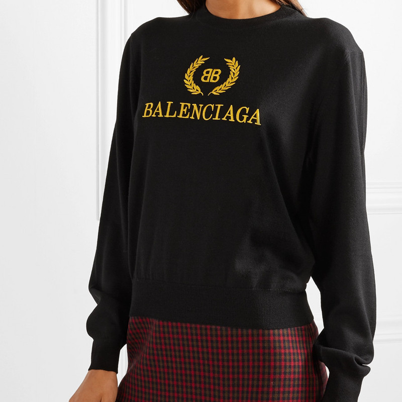 balenciaga/巴黎世家 18秋冬新款 刺绣羊毛毛衣