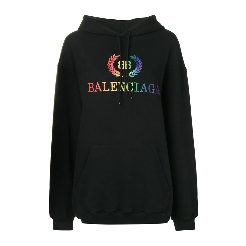 balenciaga/巴黎世家 19春夏服装新款 女士彩色麦穗logo印花黑色连