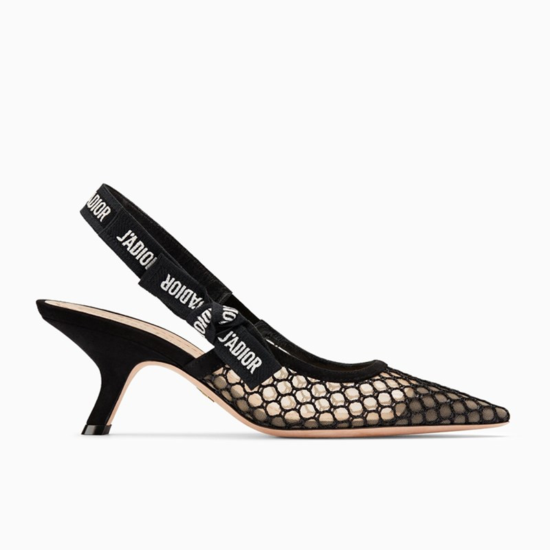【包税】dior/迪奥女士黑色绑带镂空6.5cm跟高跟鞋