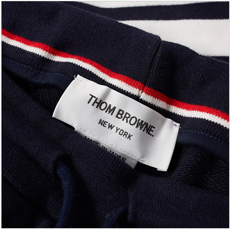 THOM BROWNE/THOM BROWNE 19春夏 男士海军蓝棉质经典四道杠宽松速干休闲运动短裤
