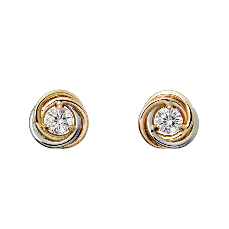 cartier/卡地亚 trinity 三色k金 钻石 耳钉 b8045300