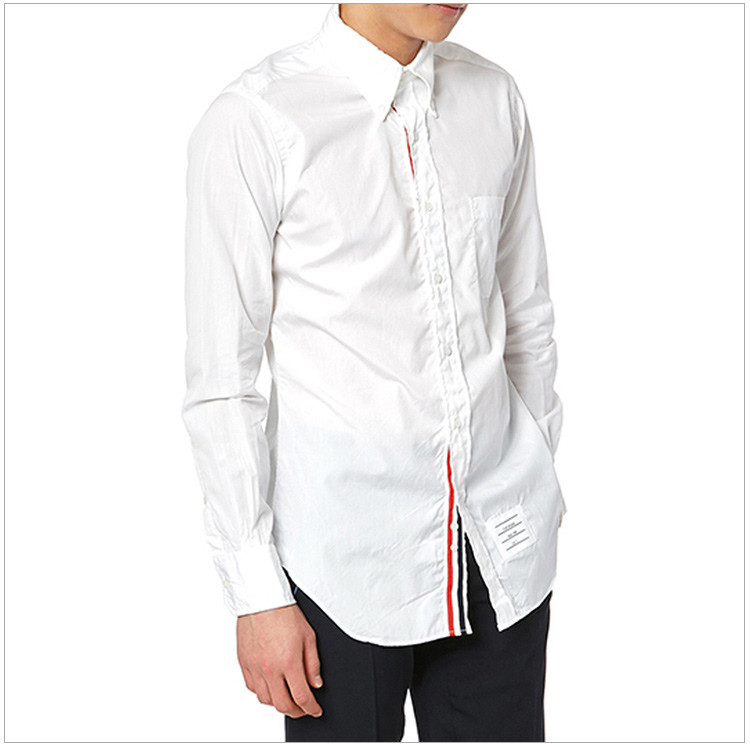 thom browne(thom browne) 白色纯棉条纹领口商务休闲衬衫 2#【北京