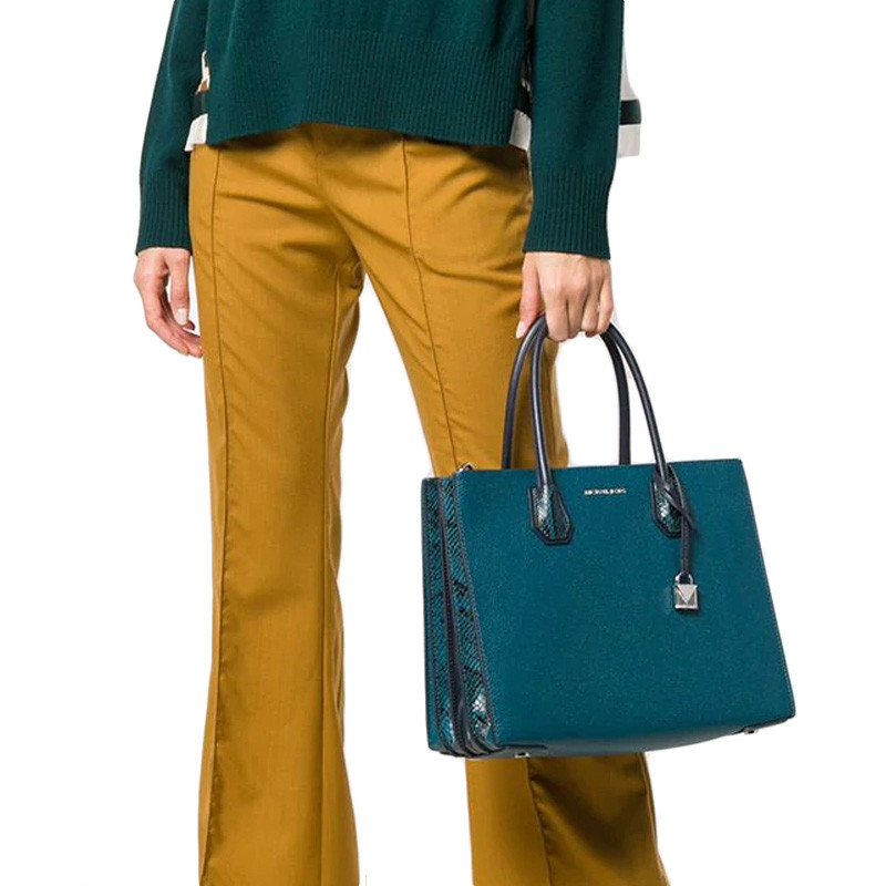 michael kors/迈克科尔斯 mk女士mercer 大号皮革风琴款锁头托特包