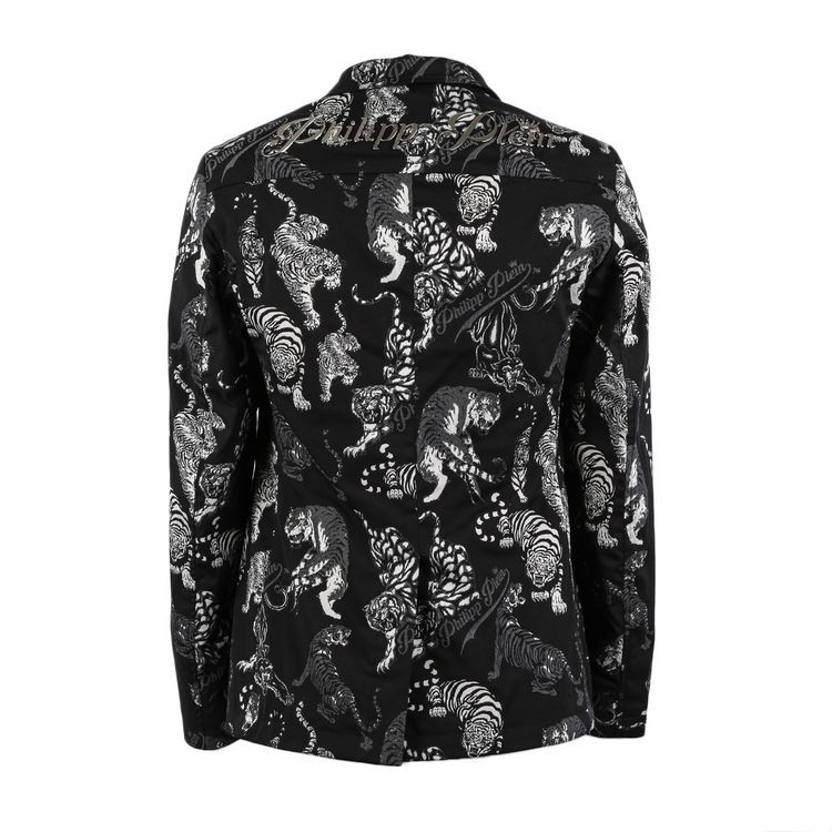 philipp plein啥牌子,philipp plein牛仔裤 philipp plein/菲利普·普兰 男士黑色印花休闲西服 0830p13mrf0023