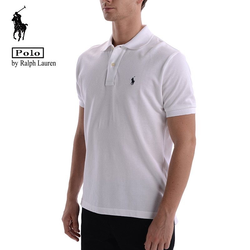 polo ralph lauren(拉夫劳伦马球) 白色棉质黑色小马标logo男士短袖