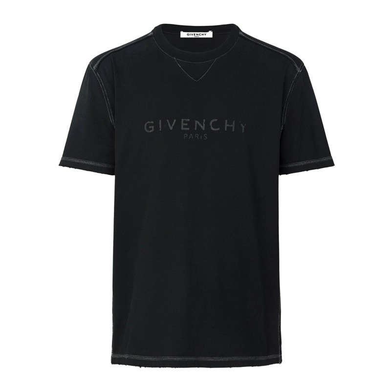 givenchy/纪梵希18秋冬字母做旧圆领破洞男士t恤男士短袖t恤 bm708m