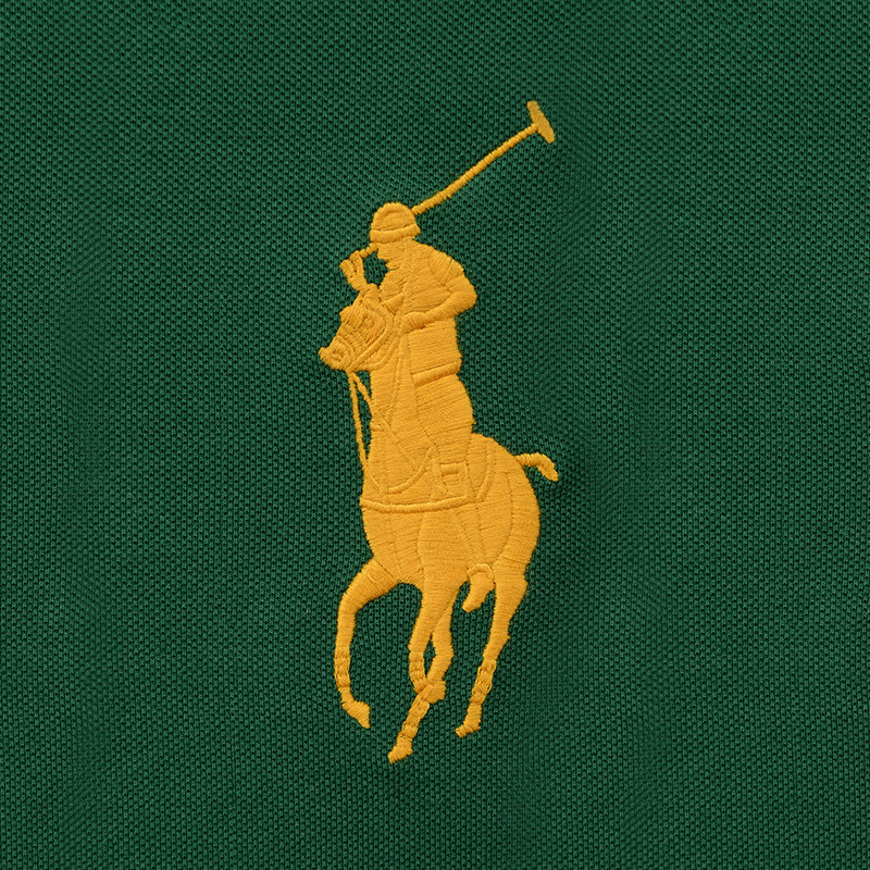 polo ralph lauren/拉夫劳伦马球 大马标黄色logo男士短polo衫 猎人绿