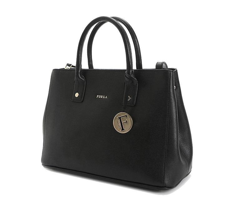 furla/芙拉 linda系列女士黑色牛皮手提单肩斜挎托特包 777946